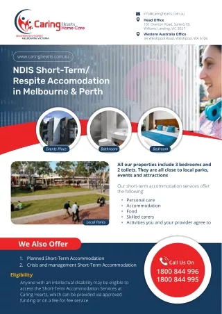 NDIS short-term accommodation in Melbourne and Perth