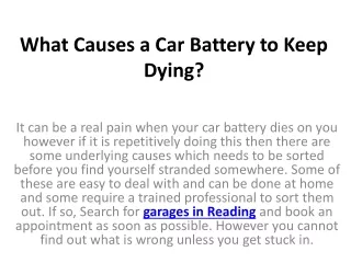 what causes a car battery to keep dying