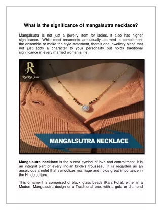 WHAT IS THE SIGNIFICANCE OF MANGALSUTRA NECKLACE?