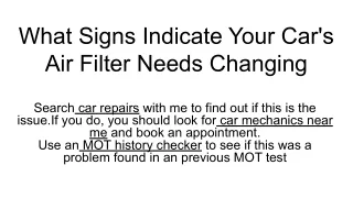 what signs indicate your car s air filter needs