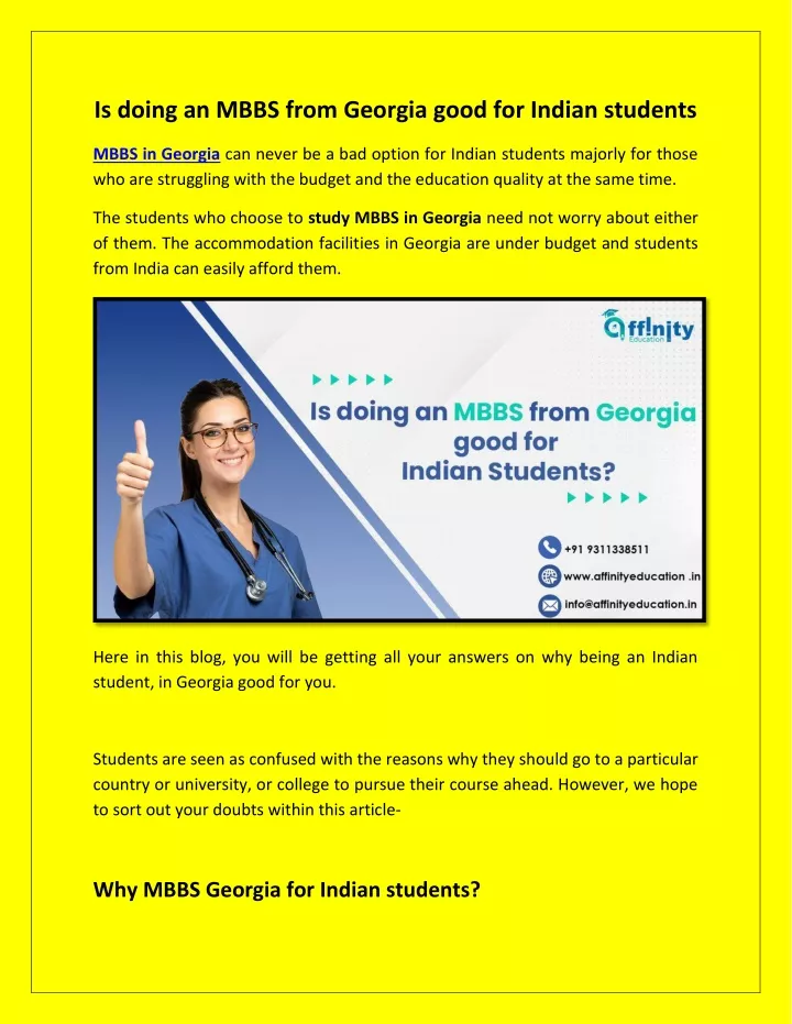 is doing an mbbs from georgia good for indian