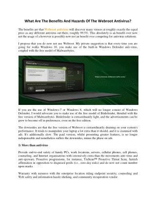 what are the benefits and hazards of the webroot