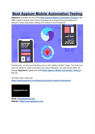 Best Appium Mobile Automation Testing
