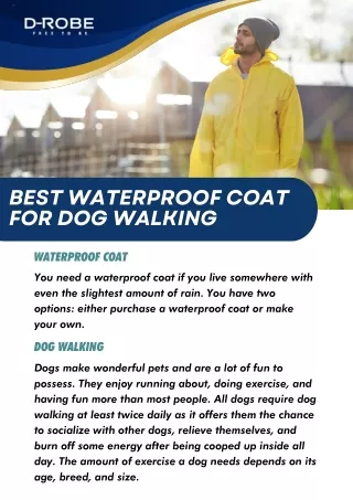 Best Waterproof Coat For Dog Walking - D-Robe Outdoors