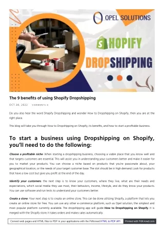 Let's know How to Dropshipping on Shopify | Opelsolutions
