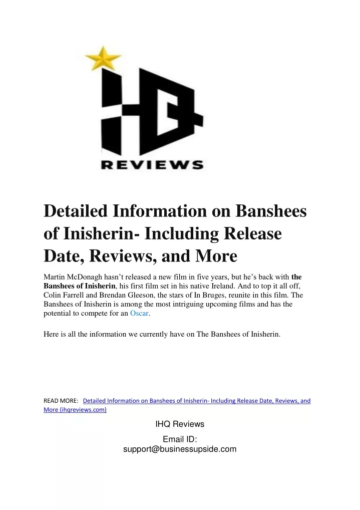 detailed information on banshees of inisherin