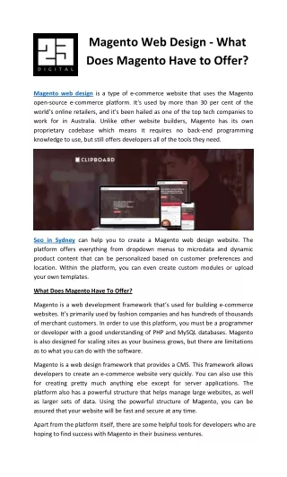 Magento Web Design - What Does Magento Have to Offer