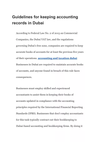 Guidelines for keeping accounting records in Dubai