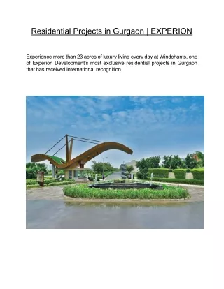 residential projects in gurgaon experion