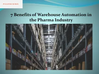 Automation in Pharmaceutical Industry - BCI Pharmision