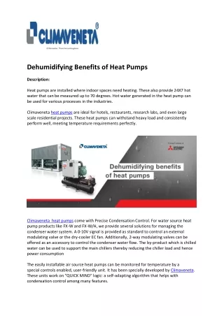 Dehumidifying Benefits of Heat Pumps