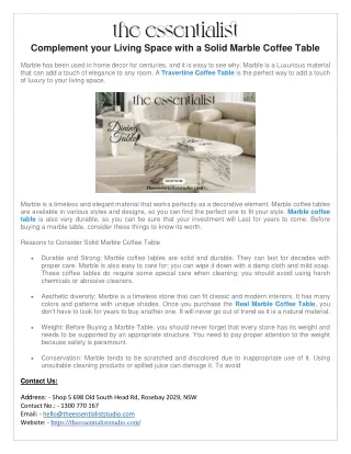 complement your living space with a solid marble