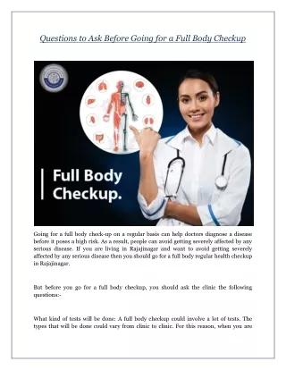 Questions to Ask Before Going for a Full Body Checkup