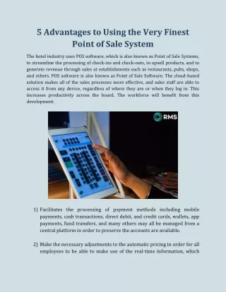 5 Advantages to Using the Very Finest Point of Sale System