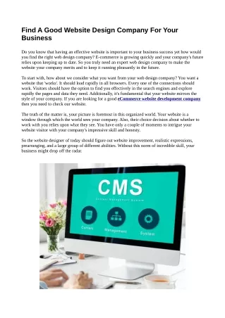 find a good website design company for your