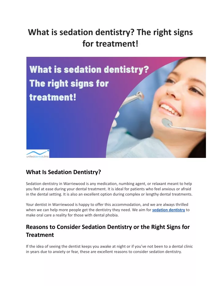 what is sedation dentistry the right signs