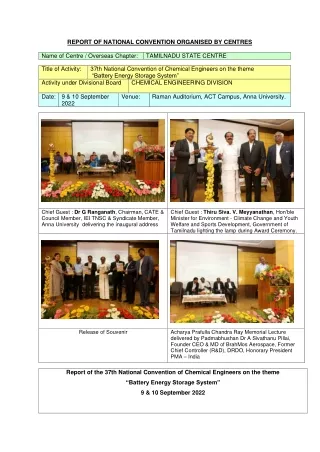 Ram Charan Co Pvt Ltd - Report of 37th National Convention of Chemical Engineers