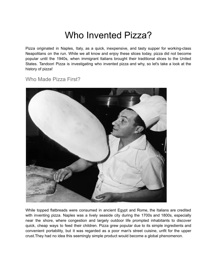 who invented pizza