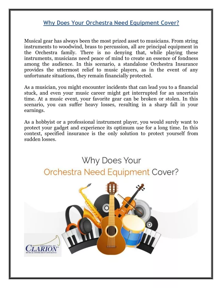 why does your orchestra need equipment cover