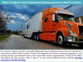 What To Expect From Professional Moving Services In North Carolina