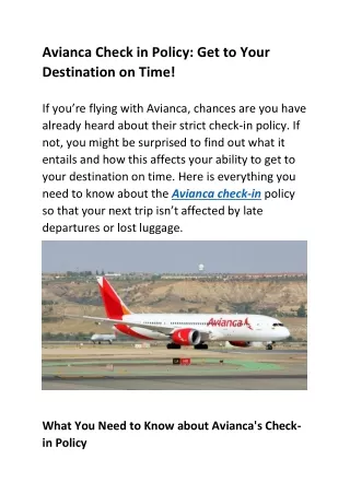 Avianca Check in Policy