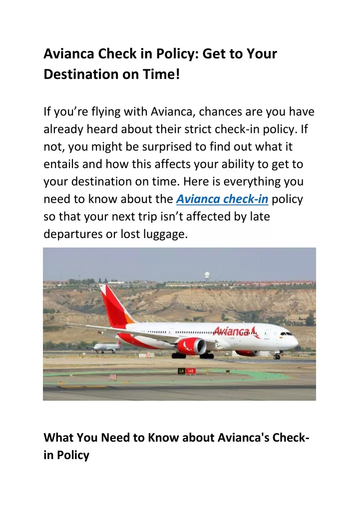avianca check in policy get to your destination