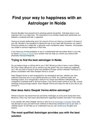 Find your way to happiness with an Astrologer in Noida