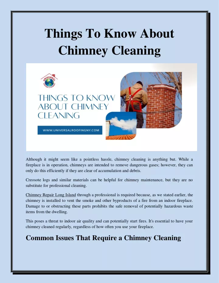 things to know about chimney cleaning