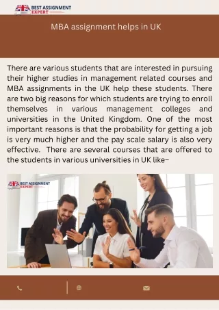 mba assignment helps in uk