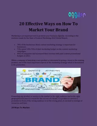 20 Effective Ways on How To Market Your Brand