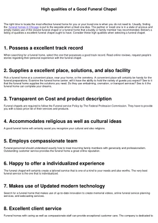 Top-notches of a Excellent Funeral Home