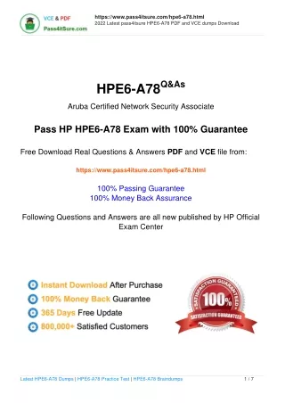 Free HP HPE6-A78 exam practice questions