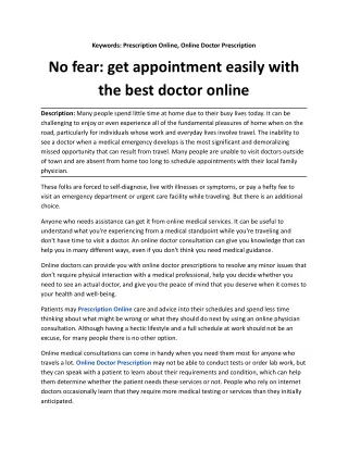 No fear: get appointment easily with the best doctor online