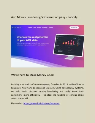 anti money laundering software company lucinity