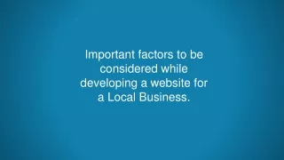 important factors to be considered while