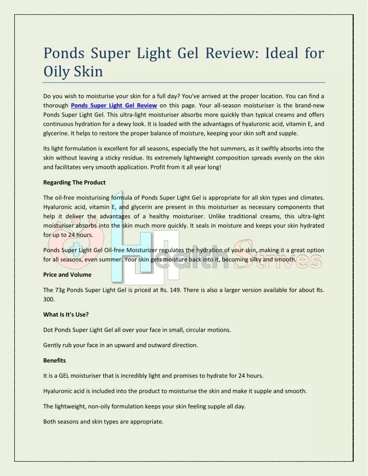 ponds super light gel review ideal for oily skin