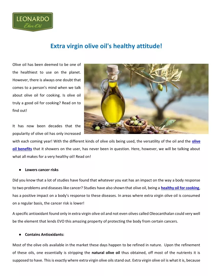 extra virgin olive oil s healthy attitude