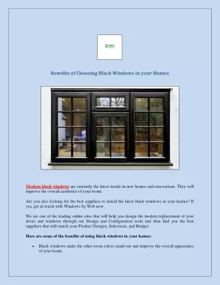 Benefits of Choosing Black Windows in your Homes!
