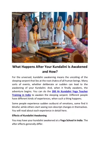 What Happens After Your Kundalini Is Awakened and How?
