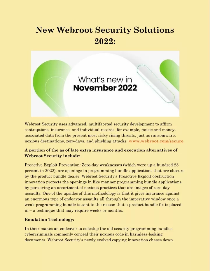 new webroot security solutions 2022