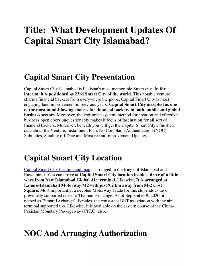 title what development updates of capital smart