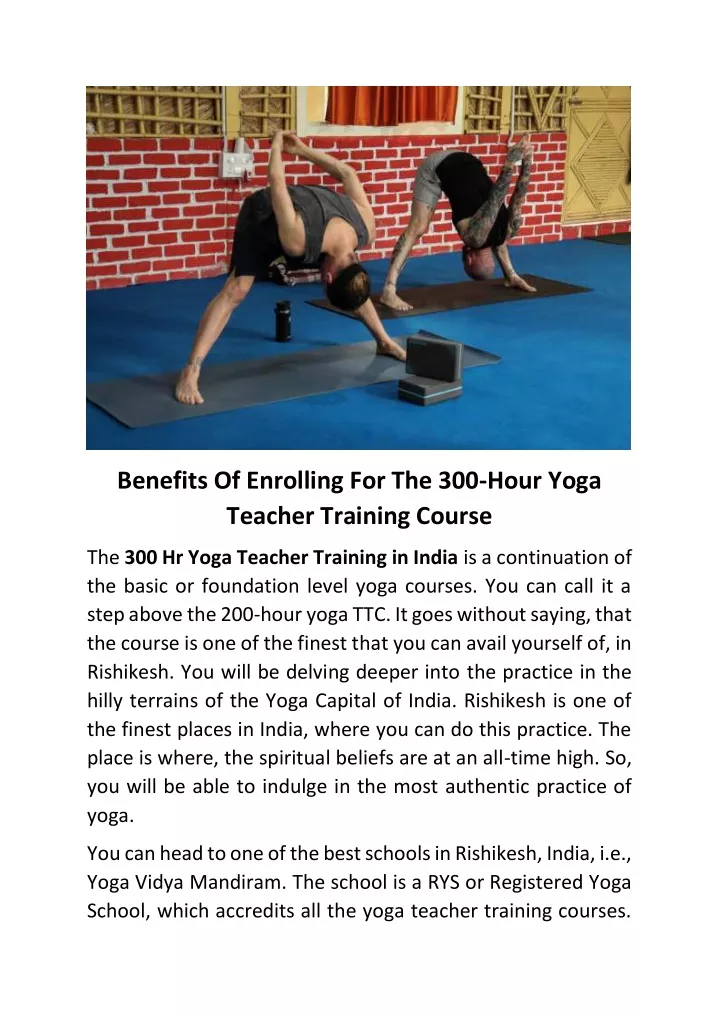 benefits of enrolling for the 300 hour yoga