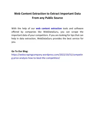 web content extraction to extract important data