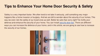 tips to enhance your home door security safety