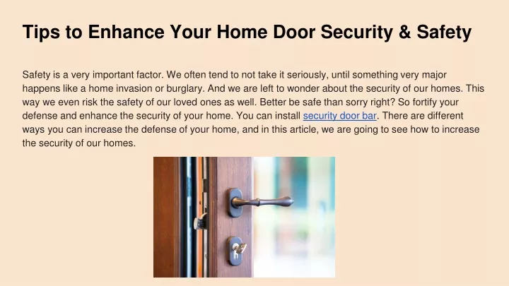 tips to enhance your home door security safety