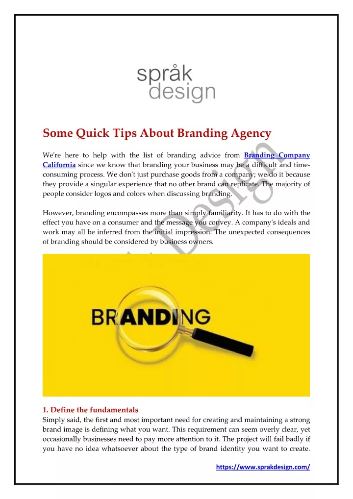 some quick tips about branding agency