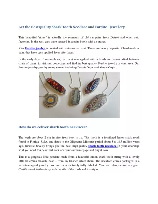 Get the Best Quality Shark Tooth Necklace and Fordite   Jewellery ppt
