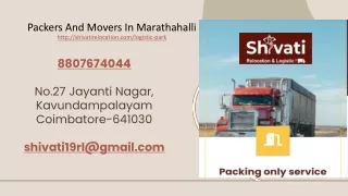 Packers And Movers In Marathahalli