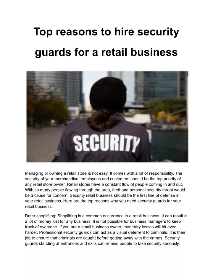 top reasons to hire security