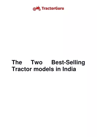 The Two Best Selling Tractor models in India
